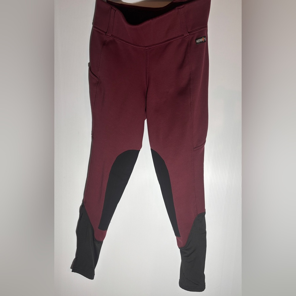 Kerrits horse riding Maroon and Black fill leg tight